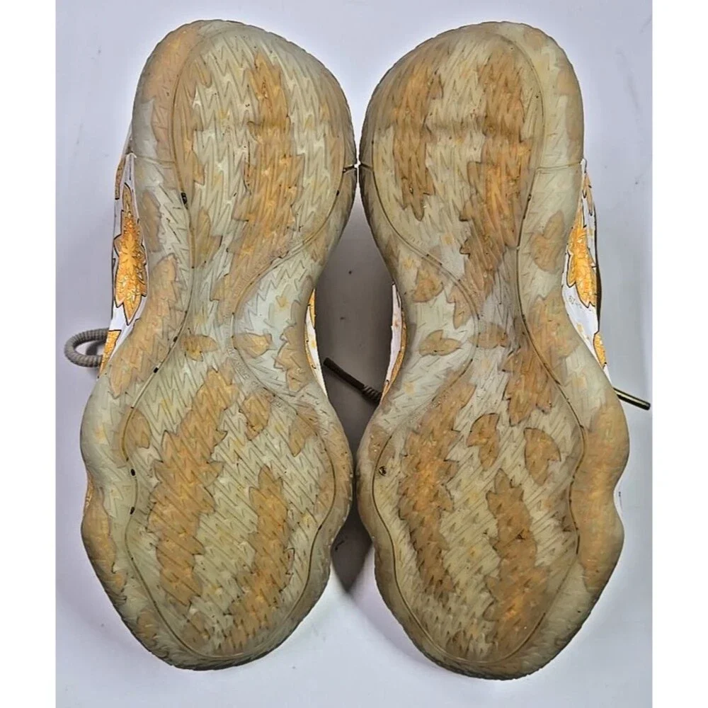 "WOOOOO" Size 7 - adidas FX6616 Ric Flair X Dame 7 White Gold Metallic Pre Owned - Picture 10 of 10